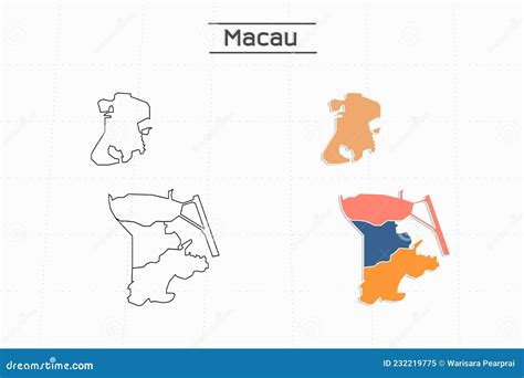 Macau Outline Map State Shape Country Borders Vector Illustration