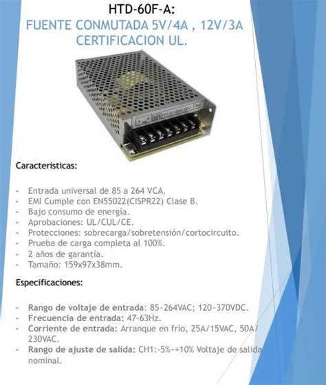 Fuente Conmutada Doble Salida 60w 5v 4a 12v 3a Htd 60f A AG