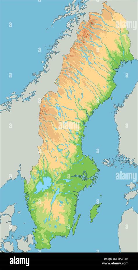 High detailed Sweden physical map Stock Vector Image & Art - Alamy