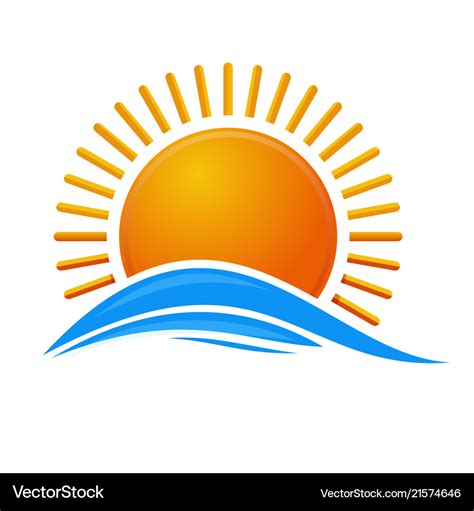 Sun Over The Sea Sunrise Logo Icon Royalty Free Vector Image