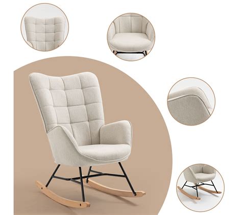 Fauteuil À Bascule Rocking Chair Scandinave En Tissu Avec Pieds En E