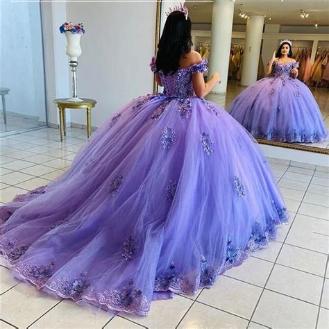 Purple Princess Quinceanera Dresses Off Shoulder Puffy Sweet 15 16 Ball Gowns Ebay