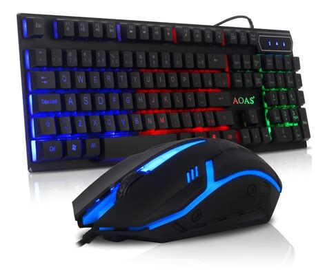 Kit Gamer Teclado Semi Mec Nico Multim Dia Led Rgb Mouse Parcelamento