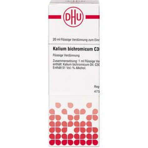 KALIUM BICHROMICUM C30 DILUIZIONE 20 ML - Erbofarma farmaci, generici ...