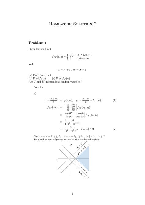 HW7 Solution Homework Solution 7 Problem 1 Given The Joint Pdf F XY