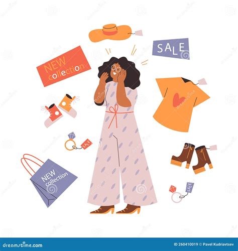 Mujer Shopaholic Comprando Compulsivamente Art Culos De Moda R Pida