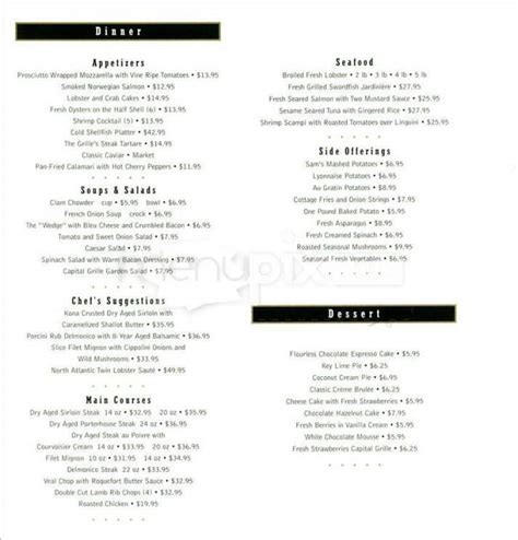 Menu Of The Capital Grille In Fort Myers Fl