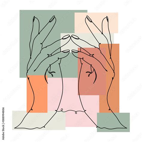 Abstract Beautiful Two Hands One Line Drawing Vector Illustration