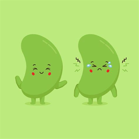 Cute Green Beans Characters Smiling and Sad 2136725 Vector Art at Vecteezy