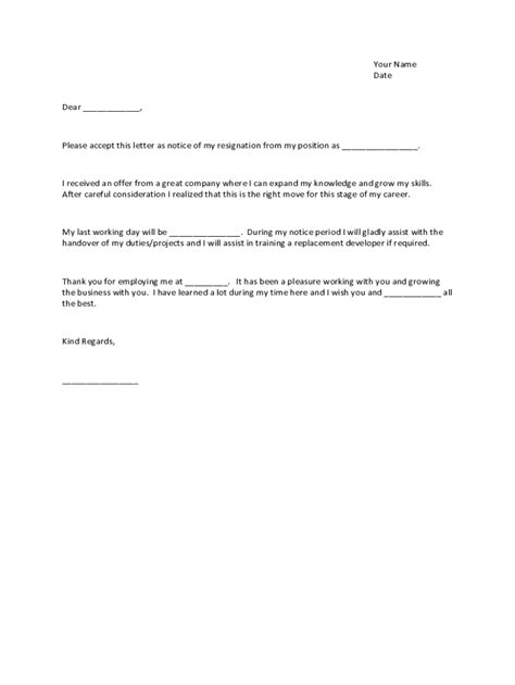 Fillable Online Resignation Template Fax Email Print - pdfFiller