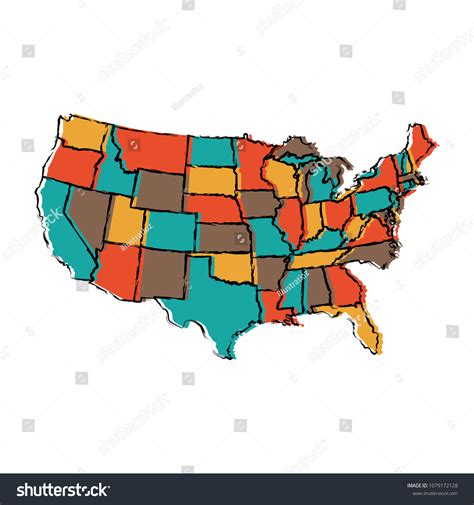 Political Map Usa Stock Vector Royalty Free 1079172128 Shutterstock