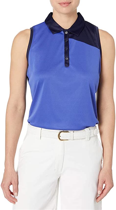 Pga Tour Womens Sleeveless Color Block Golf Polo Shirts