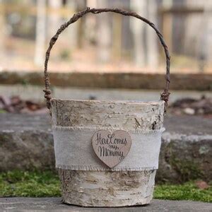 Here Comes My Mommy Birch Flower Girl Basket Rustic Shabby Chic