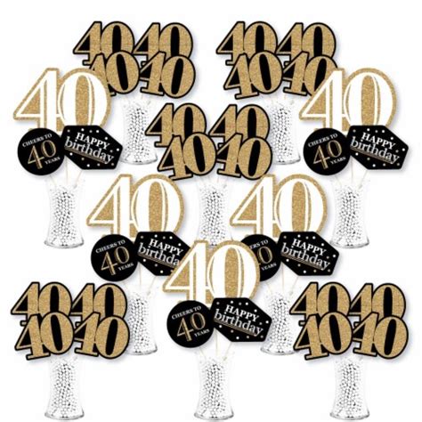 Big Dot Of Happiness Adult 40th Birthday Gold Centerpiece Showstopper