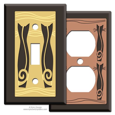 Sophisticated Cat Light Switch Wall Plates in Chrome - Kyle Design