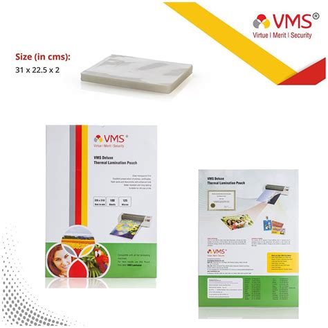 Buy VMS Deluxe A4 Thermal Lamination Pouch 225 x 310 mm 125 Micron (100 ...