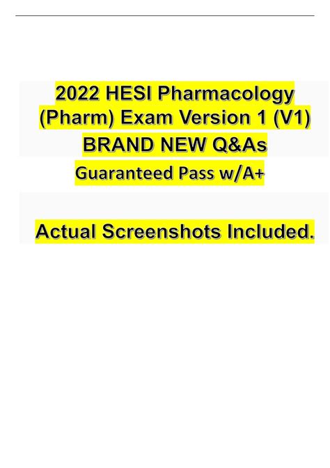 Hesi Pharmacology Pharm Exam Version V Brand New Q As