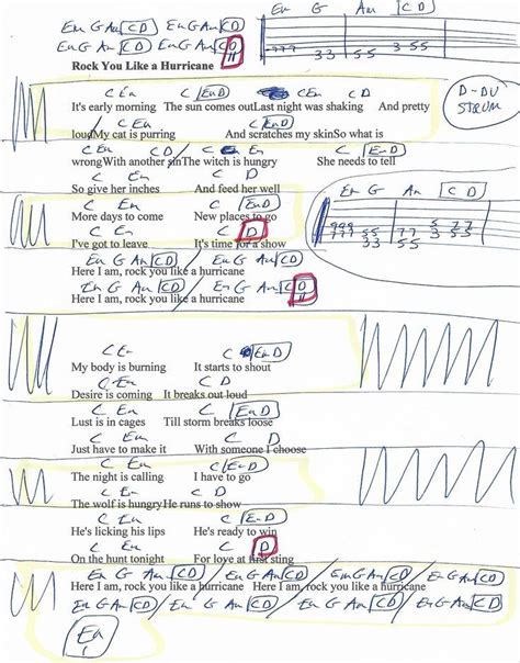 Rock You Like A Hurricane The Scorpions Guitar Chord Chart Guitar