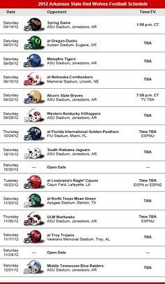 Arkansas State Red Wolves Football Team 2012 Schedule Usf Football ...