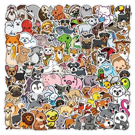 100pcs Cute Animal Stickers for Kids Children Baby Laptop Luggage Decal ...