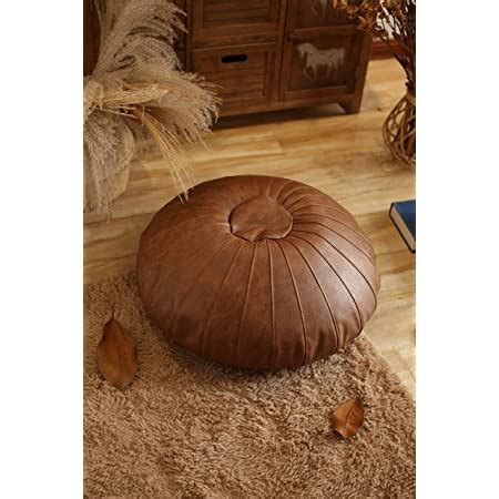 Amazon RISEON Boho Handmade Faux Leather Moroccan Pouf Footstool