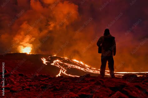 Fagradalsfjall volcano erupting in Iceland Stock Photo | Adobe Stock