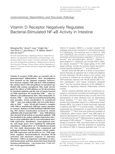 PDF Vitamin D Receptor Negatively Regulates Bacterial Stimulated NF