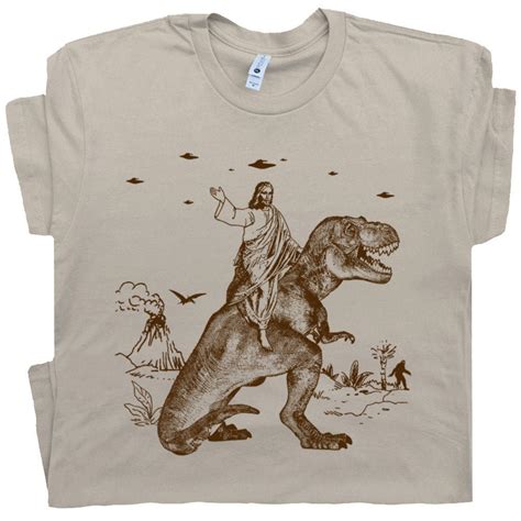 Jesus Riding Dinosaur T Shirt UFO T Shirt Funny T Shirts Etsy