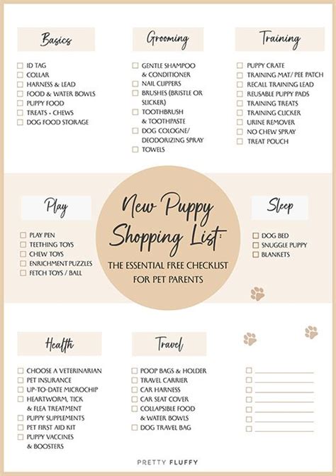 New Puppy Supply Checklist Printable