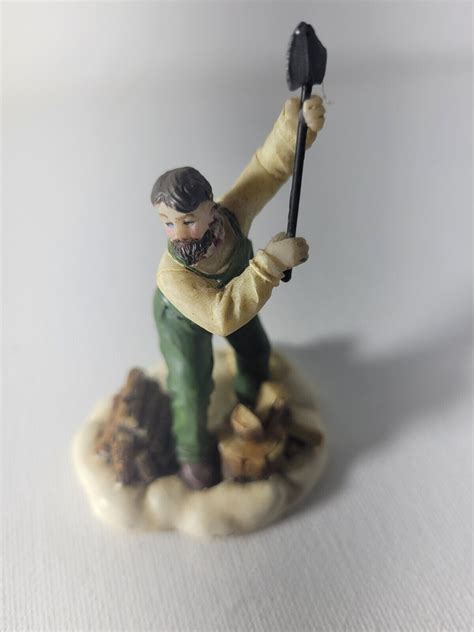 Lemax Man Chopping Wood Figurine Ebay