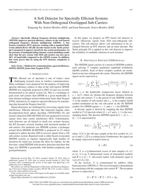 Pdf A Soft Detector For Spectrally Efficient Systems With Non