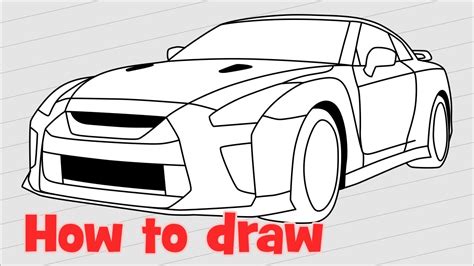 How To Draw A Car Nissan Gt R Nismo 2017 Quick 🚗 Youtube