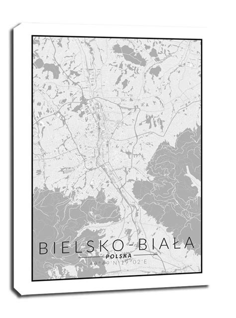 Bielsko Bia A Mapa Czarno Bia A Obraz Na P Tnie X Cm Galeria