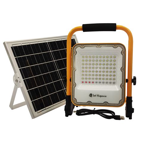 PROYECTOR LED PORTATIL RECARGABLE 50W CON PANEL SOLAR Obramat Bricomart