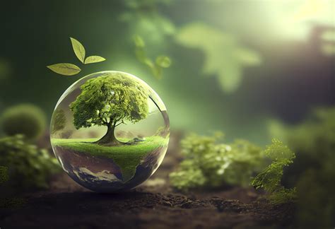 Green Earth Day On Isolated White Background Care For The Environment