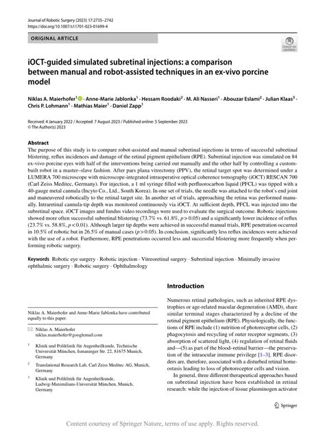 PDF IOCT Guided Simulated Subretinal Injections A Comparison Between