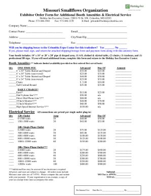 Fillable Online Exhibitor Order Form For Additional Booth Amenities