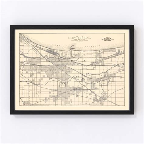 Vintage Map of Gary, Indiana 1928 by Ted's Vintage Art