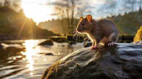 Close-up photo of a Mouse looking in their habitat. Generative AI ...