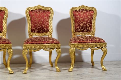 Quatre Chaises Baroques En Bois Sculpt Et Dor Rome Milieu Du Xviiie