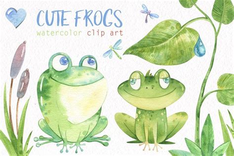 Watercolor Frogs Clipart Frogs Seamless Patterns