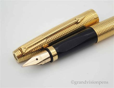 Parker 75 Gold Plated Ciselle Fountain Pen 14k Gold Medium Nib (Servic– Grand Vision Pens