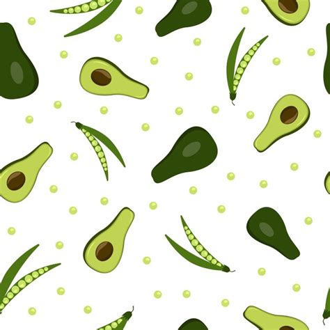 Premium Vector Seamless Pattern With Avocado Healthy Vegan Food