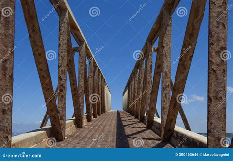 Weathered Iron Bridge at Fiumicino Port, Raised at 45 Degrees Stock Photo - Image of realism ...