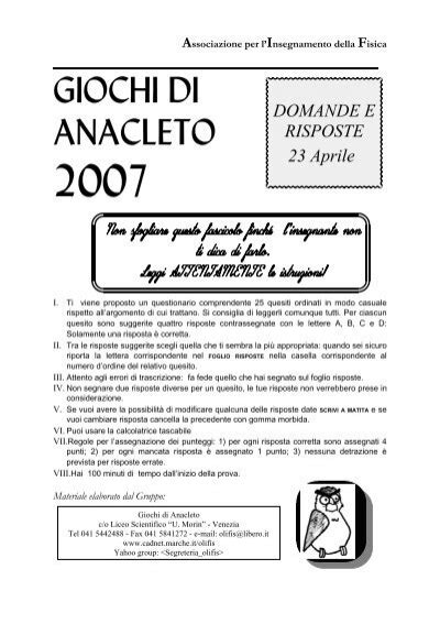 Prova Giochi Di Anacleto 2007 Giorgi