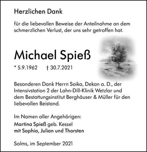 Traueranzeigen von Michael Spieß vrm trauer de