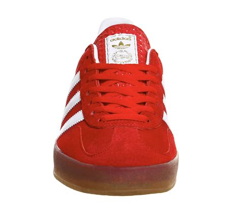 Adidas Gazelle Indoor Trainers Red White Metallic Gold Gum Junior