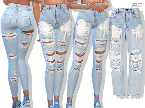 The Sims Resource Blue Denim Ripped Jeans