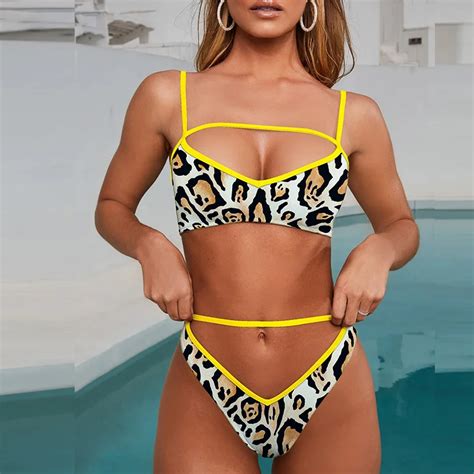 Bikini Bandeau 2020 Leopard Str J K Pielowy Na Lato Str J K Pielowy Z