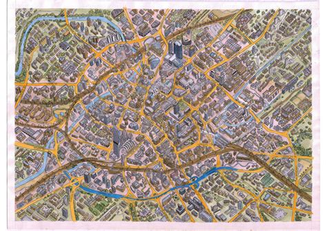 Illustrated Map of Manchester City Center – nickjonesillustration.com